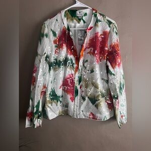 Chico's Green and Gold Artistic Jacket